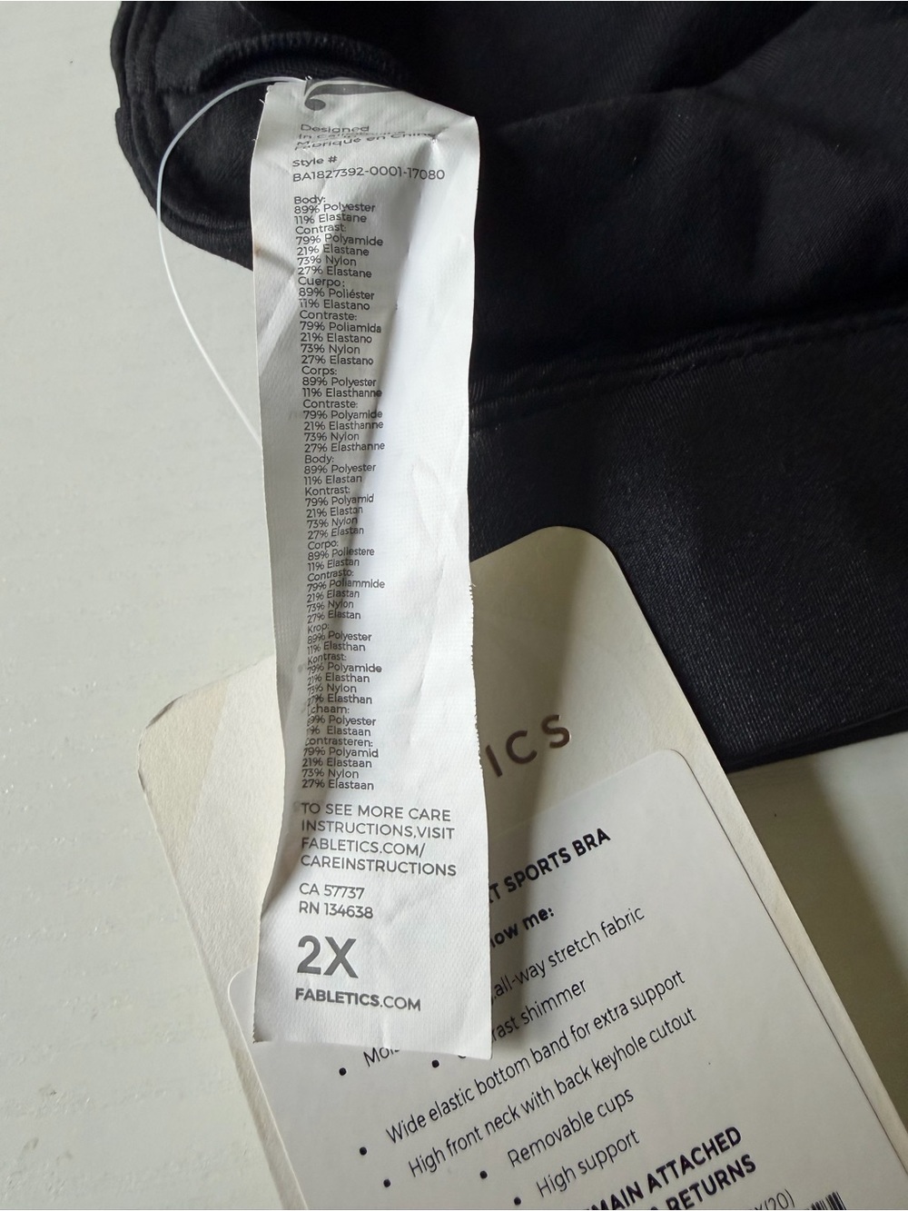 Fabletics Ellie Black 2x High Support Racerback Sports Bra - Picture 5 of 5